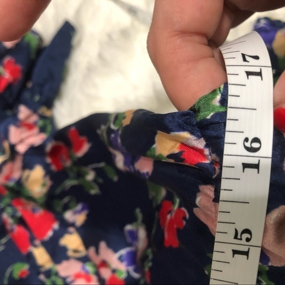 Tularosa Blue Satin Floral Tie Front V Neck Short Sleeve Romper - Picture 8 of 15